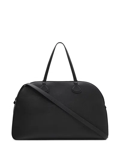 Courrèges Logo-plaque Leather Duffle Bag In Black