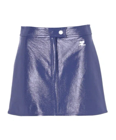 Courrèges Logo Skirt In Dusk Blue