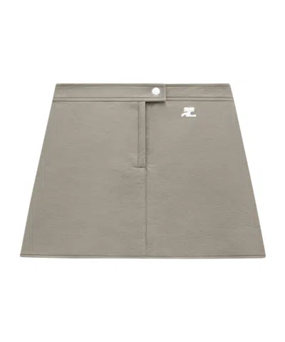 Courrèges Logo Skirt In Gray
