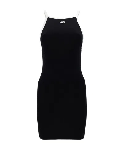 Courrèges Logo Suspender Dress In Black