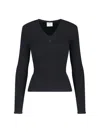 Courrèges Slash Asymmetric Ribbed-knit Sweater In Black  