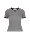 Courrèges Black & White Contrast Houndstooth T-shirt In Bianco E Nero