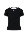 Courrèges Signature Contrast T-shirt Woman Black And White In Black