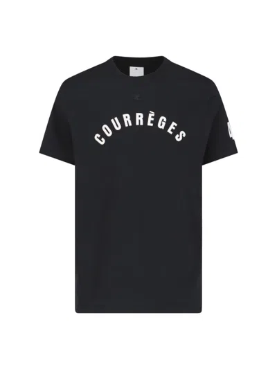 Courrèges Logo T-shirt In Black