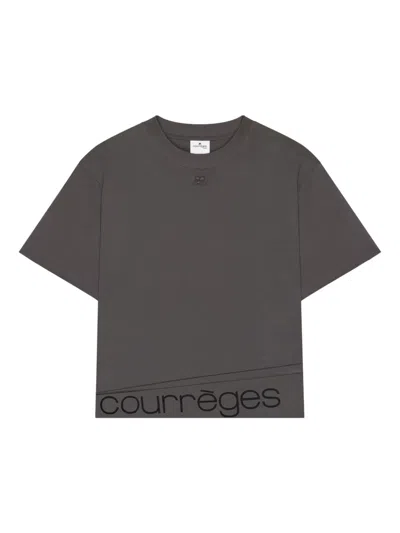 Courrèges Logo T-shirt In Gray