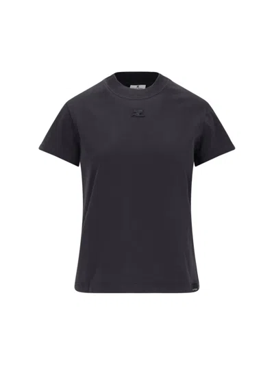 Courrèges Logo T-shirt In Gray