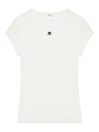 Courrèges Crew Neck T-shirt In Neutral