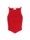 Courrèges Fitted Ribbed Tank Top With Shoulder Pads In Red