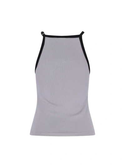 Courrèges Logo Tank Top In Smocked Grey
