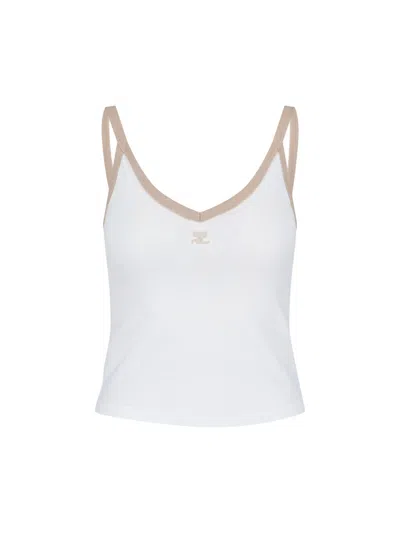 Courrèges Logo Tank Top In White