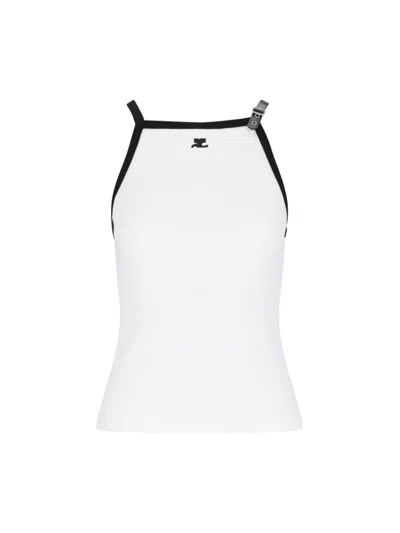 Courrèges Logo Tank Top In White