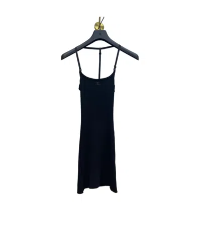 Courrèges Logo Thin Shoulder Strap Dress In Black