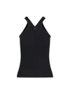 Courrèges Ribbed Tank Top With Zipper On The Neckline In Black  