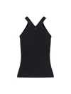 Courrèges Fitted Black Sleeveless Ribbed Top With Subtle Zipper In Black