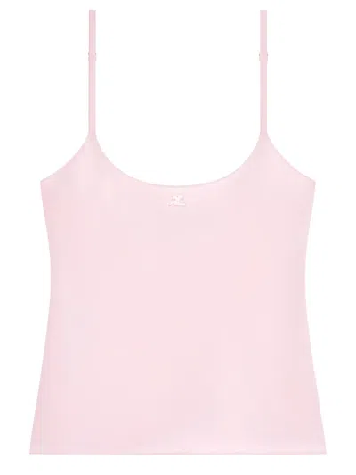 Courrèges Embroidered Logo Tank Top In Pink