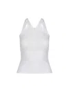 Courrèges Ribbed Tank Top With Zipper On The Neckline In White