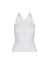Courrèges Ribbed Tank Top With Zipper On The Neckline In White