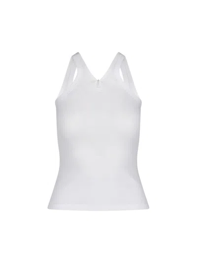 Courrèges Ribbed Tank Top With Zipper On The Neckline In White