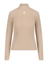 Courrèges Ribbed Turtleneck Top With Embroidered Logo
