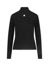 Courrèges Mockneck Rib Knit Sweater In Black