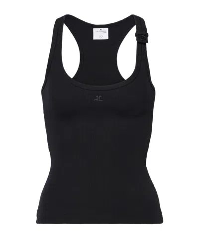 Courrèges Logo Vest In Black