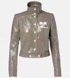 Courrèges Vinyl Jacket With Long Sleeves And Cropped Cut In Multi