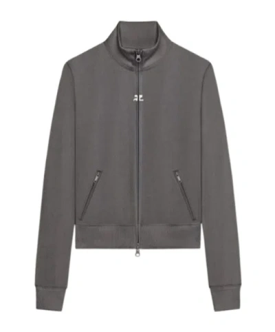 Courrèges Logo Zip Jacket In Gray