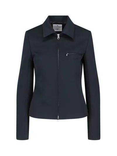 Courrèges Logo Zip Jacket In Blue Fabric