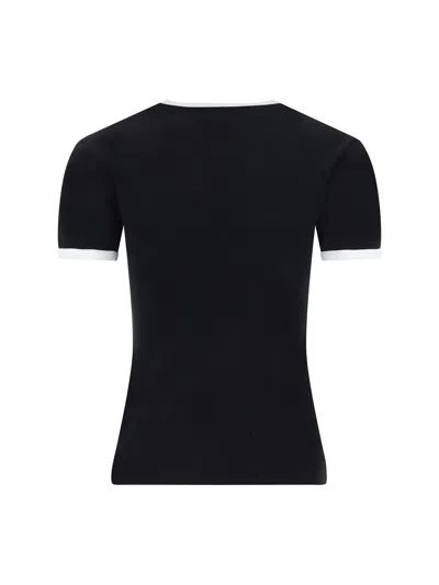 Courrèges Logo-contrasted Crew Neck T-shirt In Black