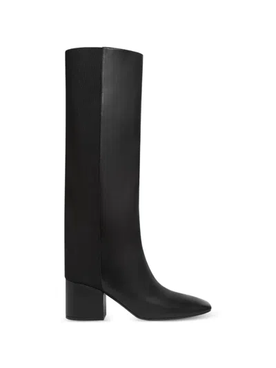 Courrèges Logo-detail Bi-material Boots In Black