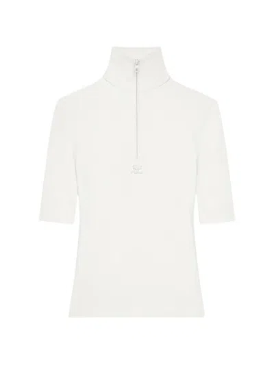Courrèges Oberteil Mit Kurzem Reissverschluss In White