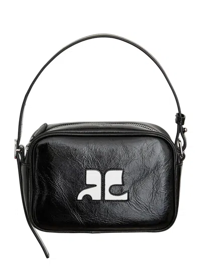 Courrèges Ganni Leopard Print Chiffon Tie String Shirt In Black