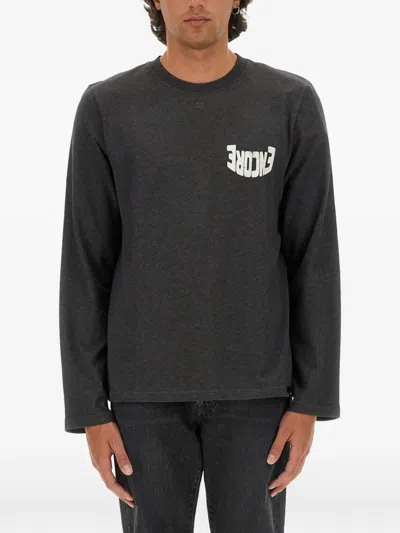 Courrèges Logo-embellished Grey Regular Fit T-shirt In Gray