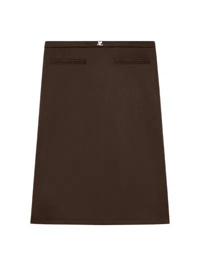 Courrèges Courreges Midi Skirt With Logo In Brown