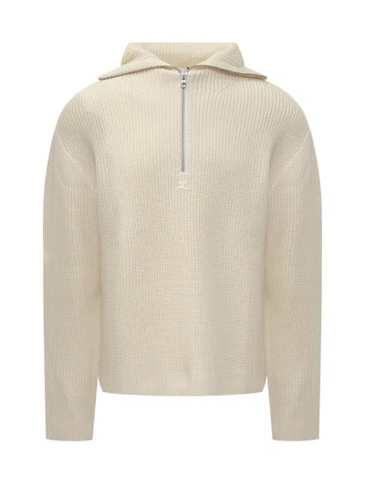 Courrèges Courreges Logo-embellished Merino Wool Sweatshirt In Gold