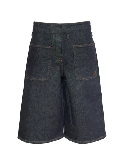 Courrèges Logo-embroidered Back-panel Shorts In Blue
