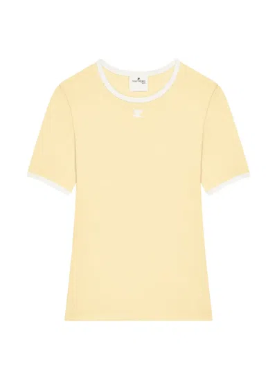 Courrèges Logo-embroidered Contrast-trim T-shirt In Yellow