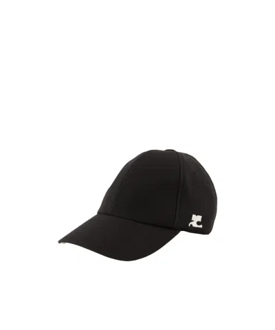 Courrèges Logo-embroidered Cotton Cap In Black