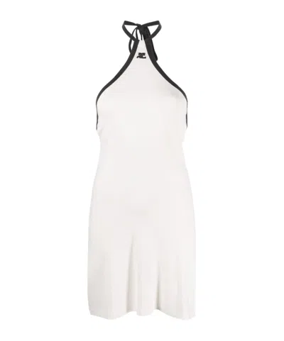 Courrèges Logo-embroidered Cotton Minidress In White