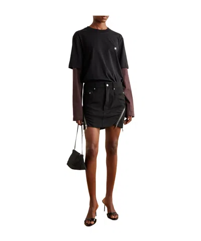 Courrèges Logo-embroidered Cotton-jersey T-shirt In Black