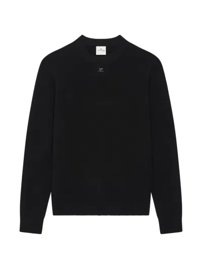 Courrèges Logo-embroidered Crew-neck Sweater In Black