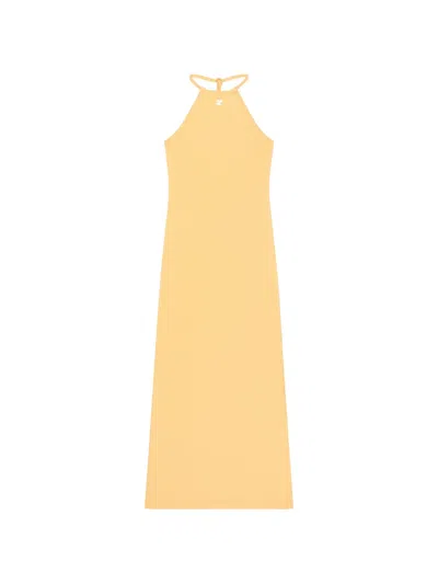 Courrèges Logo-embroidered Halterneck Dress In Orange