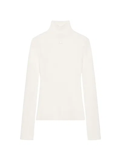Courrèges Logo-embroidered Turtleneck Top In Neutral