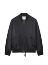 Courrèges Logo-embroidered Zip-up Bomber Jacket In Blue