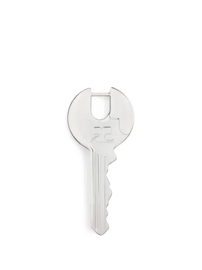 Courrèges Logo-engraved Key Earring In Red
