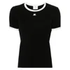 Courrèges Courreges Women Cotton T Shirt With Contrasting Profiles In Black