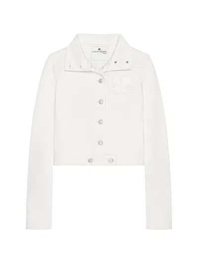 Courrèges Logo-patch Denim Jacket In White