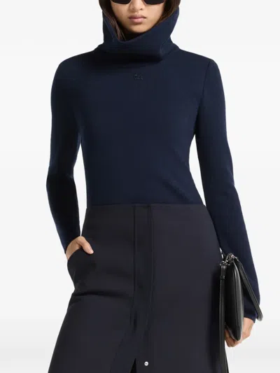 Courrèges Logo-patch High-neck Sweater In Blue