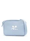Courrèges Logo-patch Leather Crossbody Bag In Blue