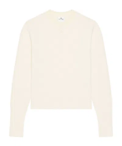 Courrèges Logo-patch Ribbed-trim Sweater In Neutral